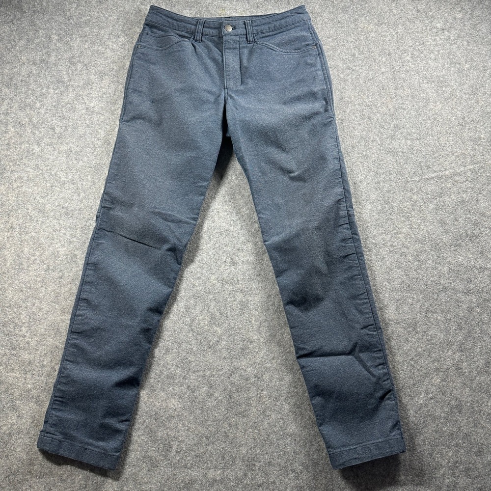 Lululemon ABC Pants Mens 28 Heathered Navy Blue Slim Fit Warpstreme Commuter